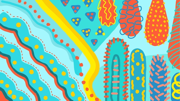 Abstract art background vector Creative Hand drawn various shapes and doodle in memphis style