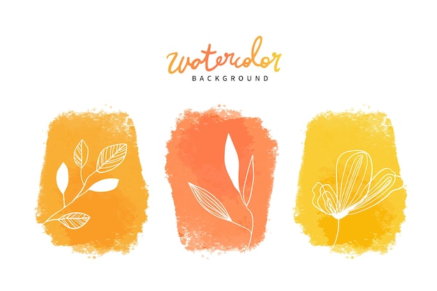 Abstract art botanical background vector watercolor paint stroke background vector illustration