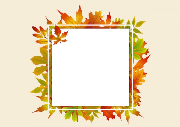 Abstract Autumn frame Background with Falling Autumn Leaves.