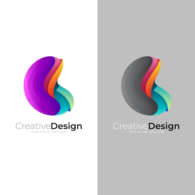 Abstract B logo and 3d colorful, modern logos