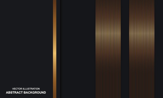 Abstract background black dop with golden lines luxury