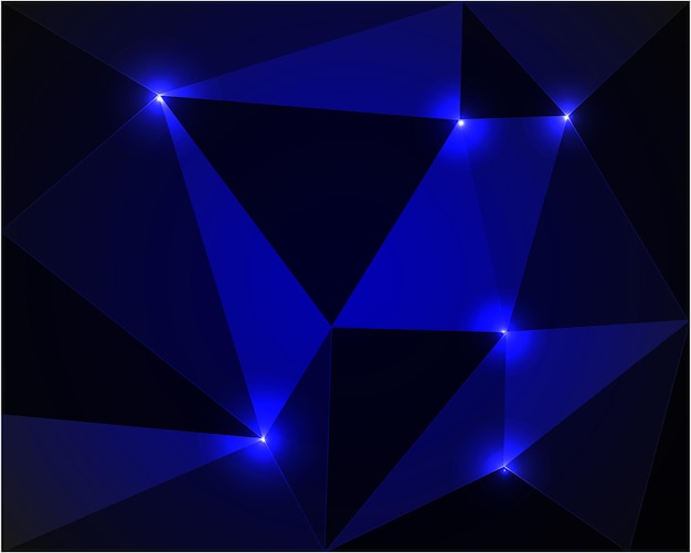 Vector abstract background blue broken blurred triangles on a black background