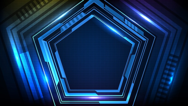 Abstract background of Blue glowing hexagon star technology sci-fi frame hud ui