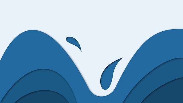 Abstract background of blue shapes wavy in paper cut style.