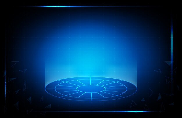 Vector abstract background of blue technology hud ui display