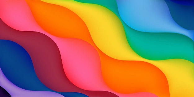 Abstract background of colorful wavy lines in various colors