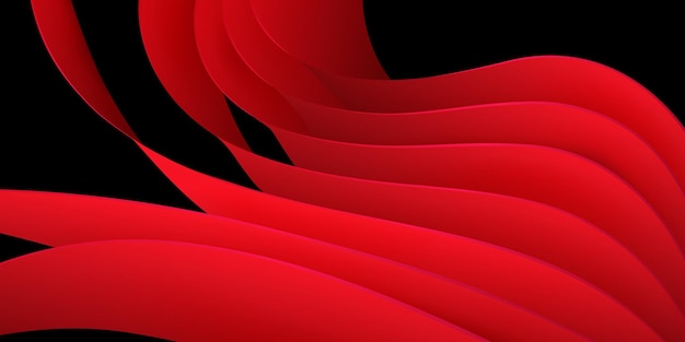 Abstract background of curved volumetric surfaces in red colors