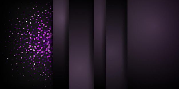 Abstract background in dark purple colors with several overlapping surfaces with shadows and a lot of small sparkles