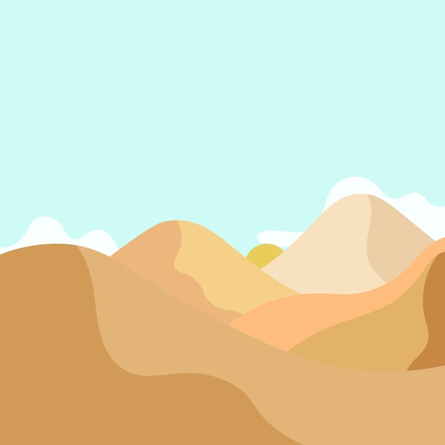 Abstract Background of Desert Mountain Landscape in Flat Illustration