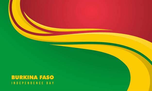 abstract background design in red and green with waving yellow for burkina faso