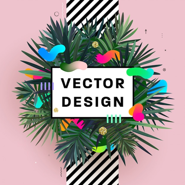 abstract background design with palm tree leaves