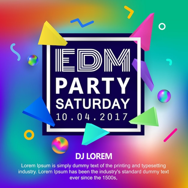 Abstract background dj music edm party Modern Style poster vector