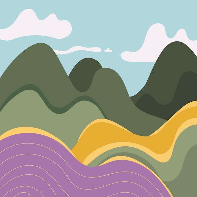 Abstract Background of Doodle Mountain Landscape