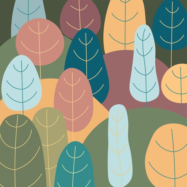 Abstract Background of Doodle Trees Landscape Nature