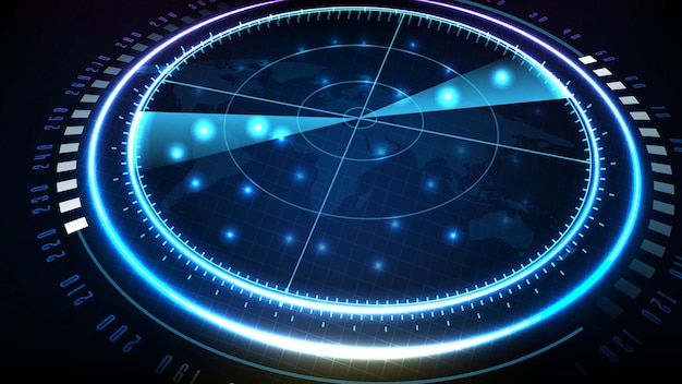 Abstract background of futuristic technology screen scan radar interface hud