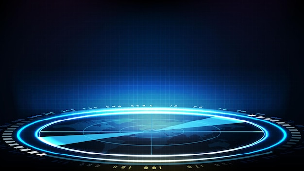 Abstract background of futuristic technology screen scan radar interface hud