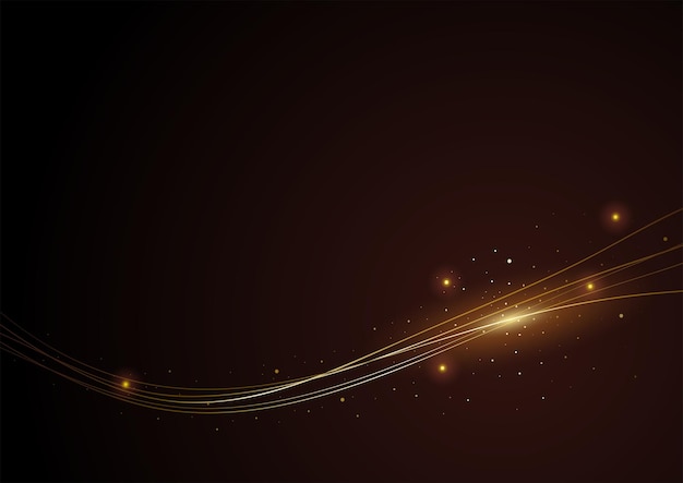 Vector abstract background of gold lines and gold dust