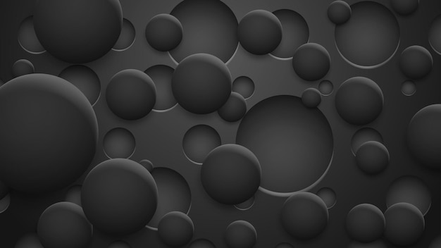 Vector abstract background of holes and circles with shadows in black colors