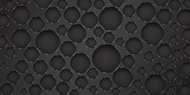 Vector abstract background made of big holes in different sizes with shiny edges in black colors