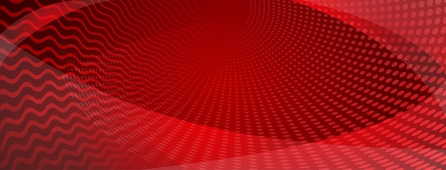 Abstract background made of curves and halftone dots in red colors