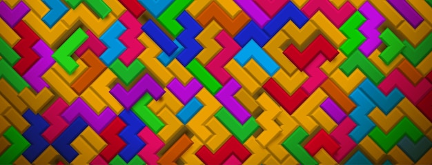 Abstract background made of multicolored tetris blocks