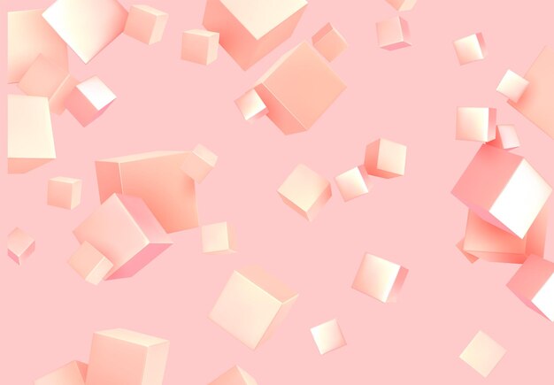 Abstract Background pink color with 3d cubes. Geometric object block, Pattern square. vector illustration