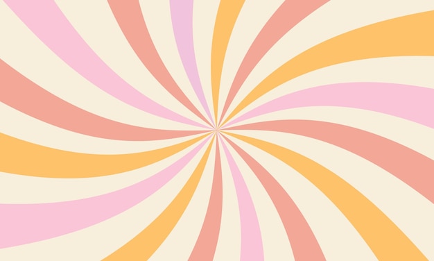 Abstract background of rainbow stripes in the style of 60s 70s Vintage groovy retro background