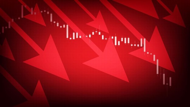 Abstract background of red arrow down economy crisis stock market