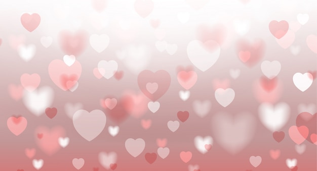 Abstract background of red heart with light blurred bokeh.