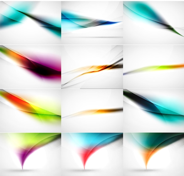 Abstract background set blurred wave templates Vector