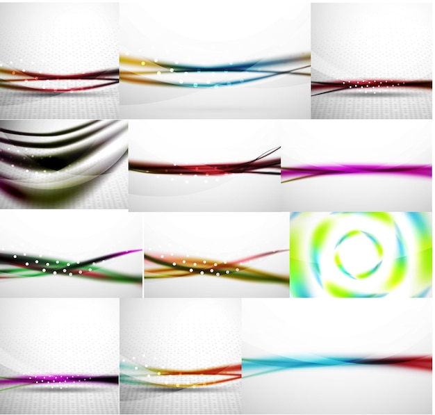 Abstract background set blurred wave templates Vector