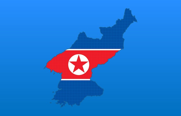 Abstract background technology of north korea flag and map