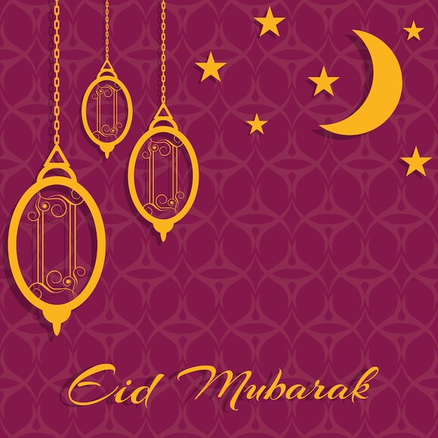 Abstract background for traditional muslim community festival Eid Mubarak Decorative crescent with stars and lamps It can be used as greeting cards posters banners Vector illustration