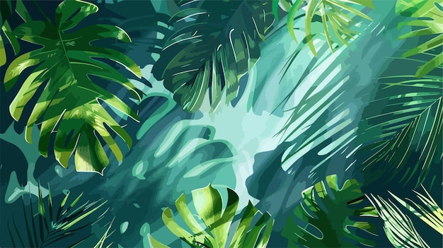 Vector abstract background of tropical palm leaves