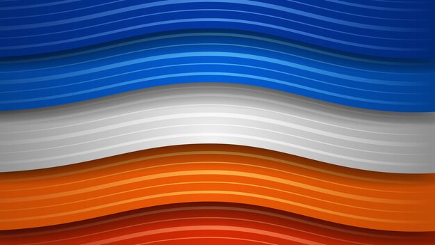 Abstract background of wavy colored stripes with shadows