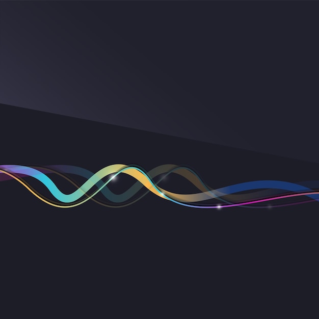 Abstract background Wavy colorful swirly line on dark backdrop