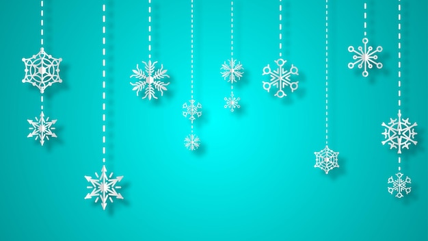 Abstract Background Winter Snowflakes witgh Shadows Vector Design Style Template