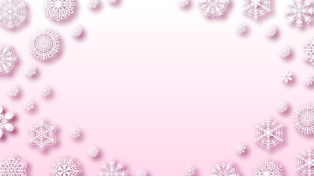 Abstract Background Winter Snowflakes With Shadows Vector Design Style Template