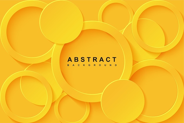 Vector abstract background with 3d circle yellow papercut layer