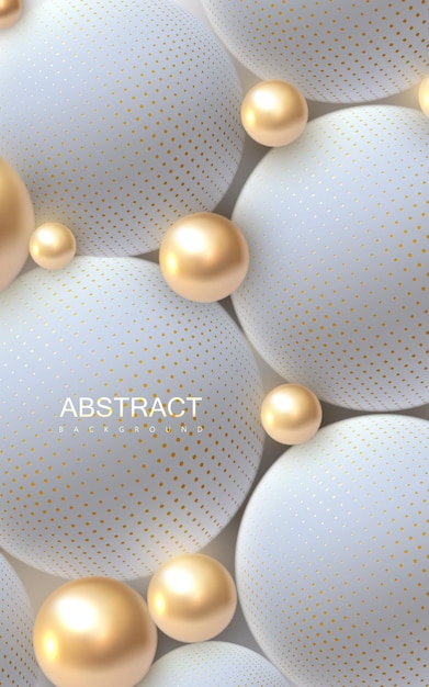 Abstract background with 3d golden and white spheres