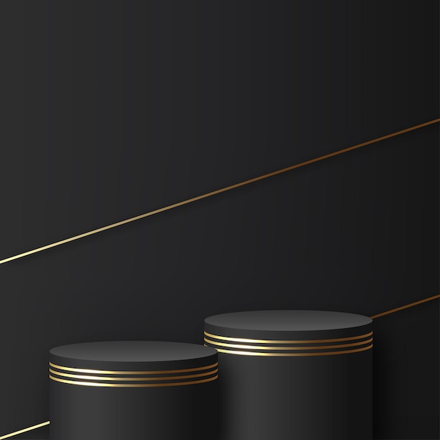 Abstract background with black and gold podium for presentation Vector