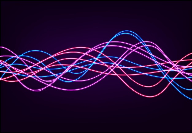 Abstract background with blurred magic neon light curved lines. Vector illustration