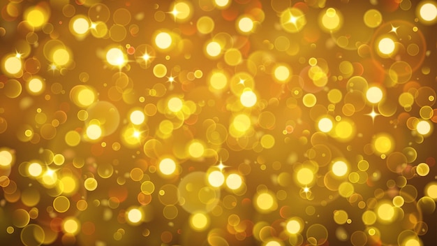 Abstract background with bokeh effect Blurred defocused lights in gold colors Bokeh lights with sparkles