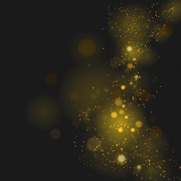 Abstract background with Bokeh light effect. Night bright texture golden or silver glitter. Festive vector sparkling luminous magical dust particles for Christmas concept.