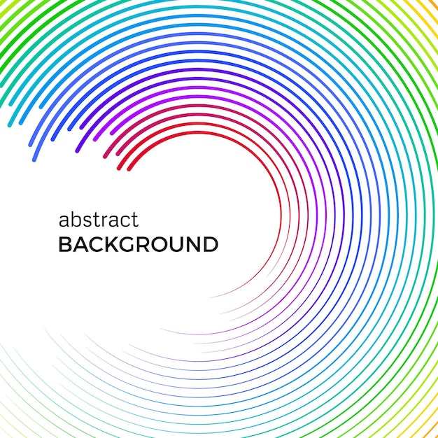 Abstract background with bright rainbow colorful lines. Colored circles with place for your text  on a white background.