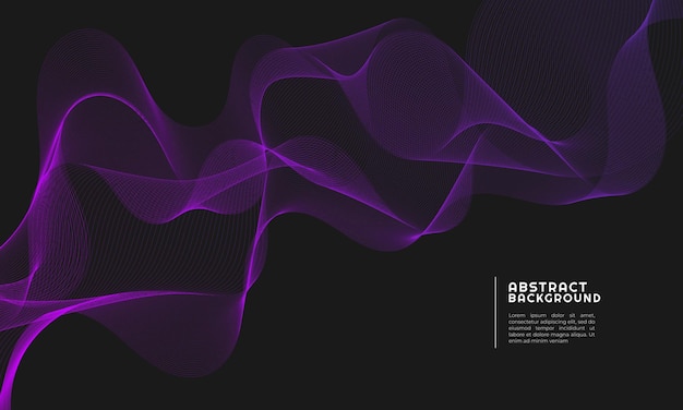 Abstract background with dark purple gradient color wave line