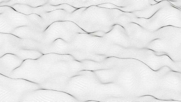 Abstract background with distorted line shapes on a white background Monochrome sound line waves