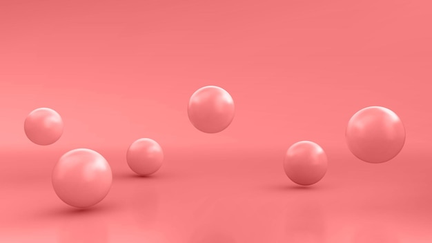 Abstract background with dynamic 3d spheres. Pink bubbles. Vector illustration of glossy balls. Modern trendy banner design