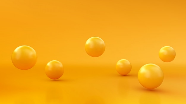 Vector abstract background with dynamic 3d spheres. yellow bubbles.   illustration of glossy balls. modern trendy banner design