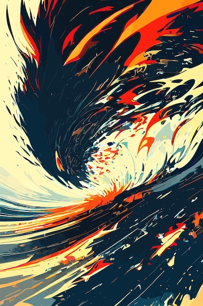 Abstract background with fire and wave vector art